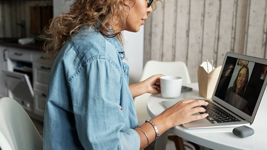woman working on video course
