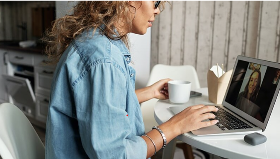woman working on video course