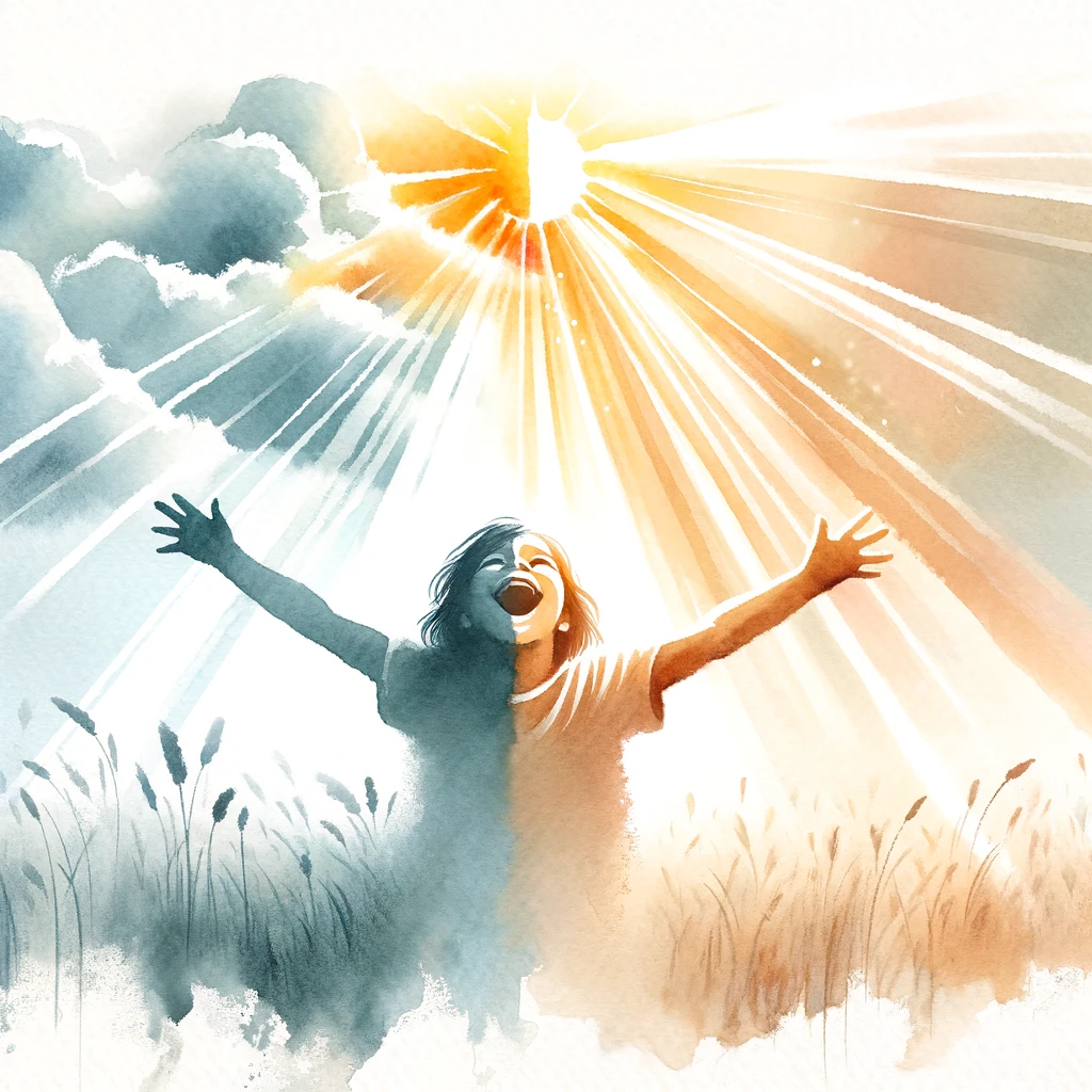 Happy child under sunlight