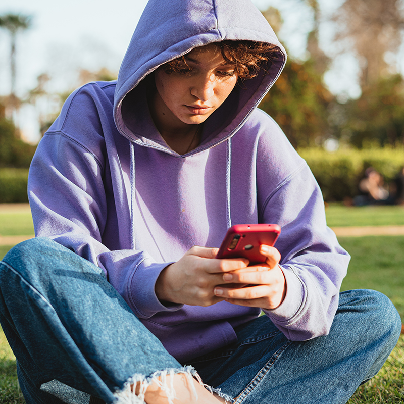 teenager using phone